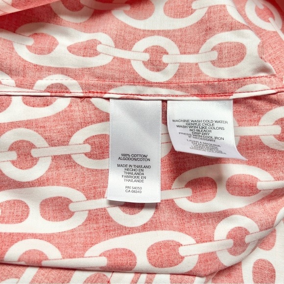Jones New York Button Up Top Women's 2X New NWT Red White Chain Link Classic - Picture 5 of 12